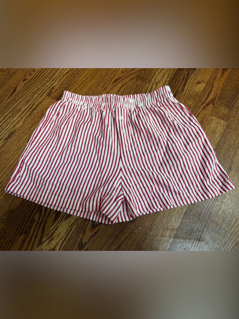 Red and White Striped Mini Shorts